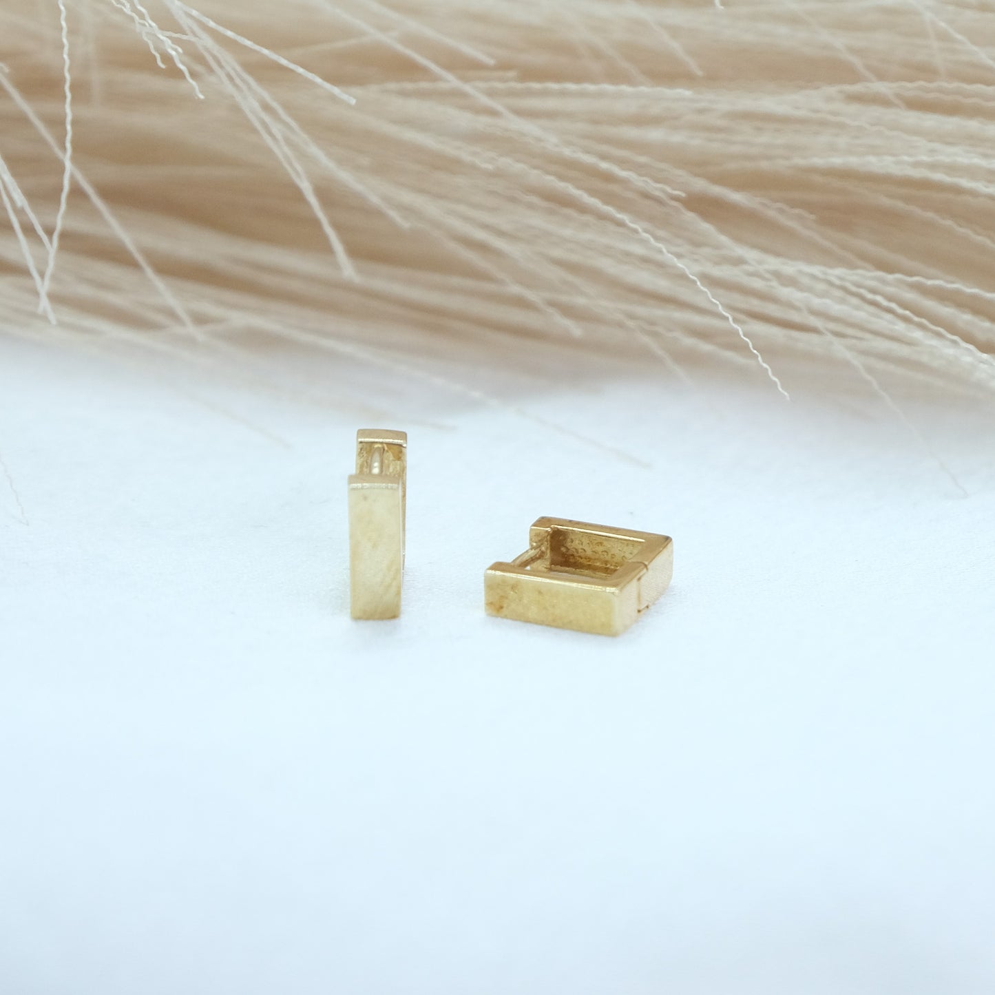 Solid 9ct Square Yellow Gold Huggies, available at Ella Ray Jewellery