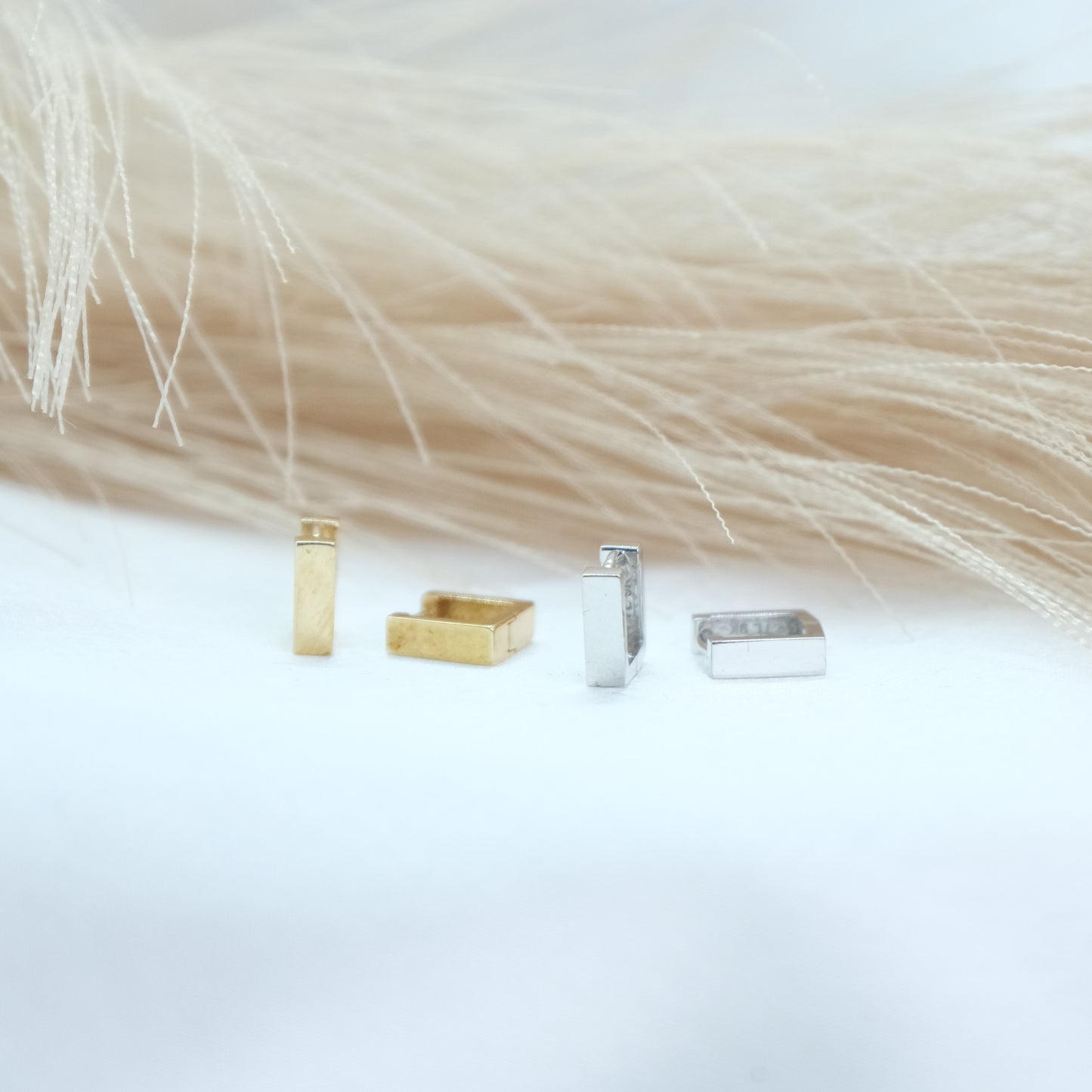 Solid 9ct Square Yellow Gold Huggies, available at Ella Ray Jewellery