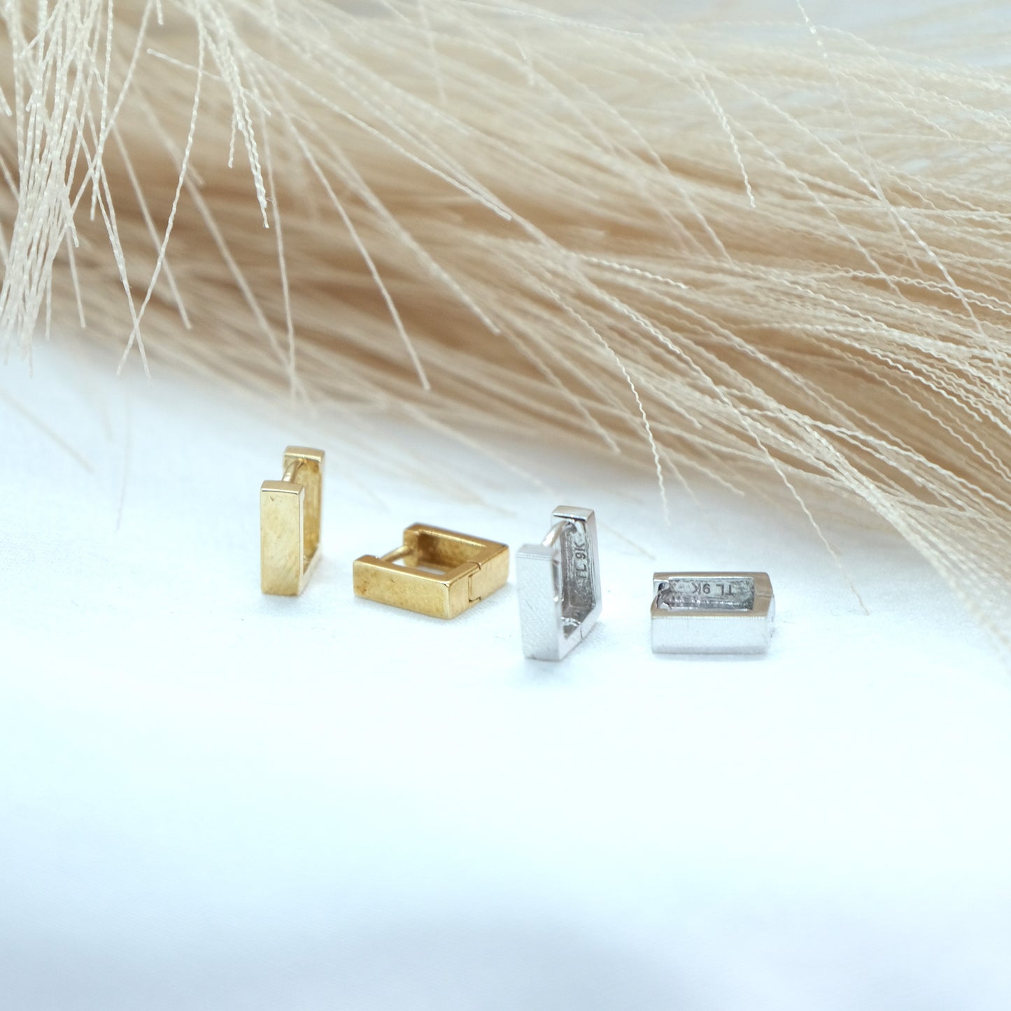 Solid 9ct Square Yellow Gold Huggies, available at Ella Ray Jewellery
