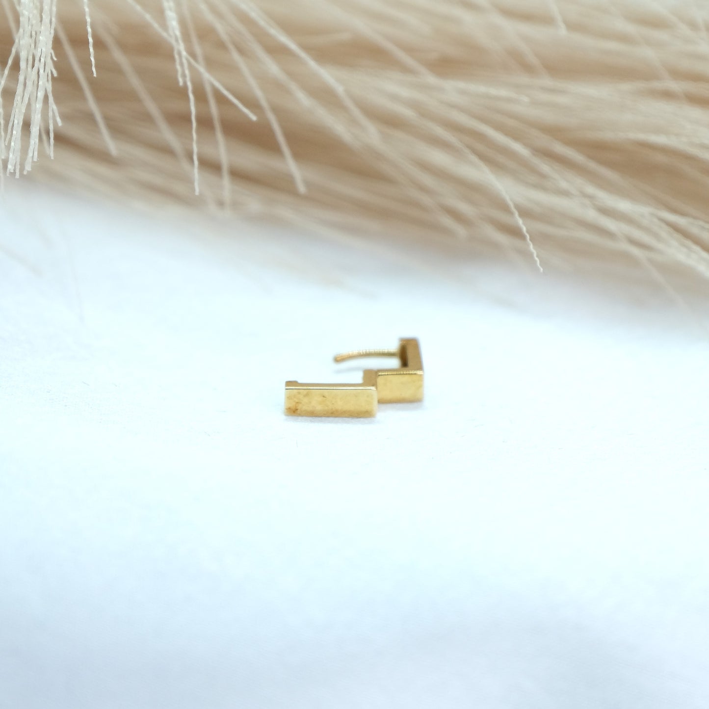 Solid 9ct Square Yellow Gold Huggies, available at Ella Ray Jewellery