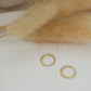 14ct gold classic huggies on white background with pampas