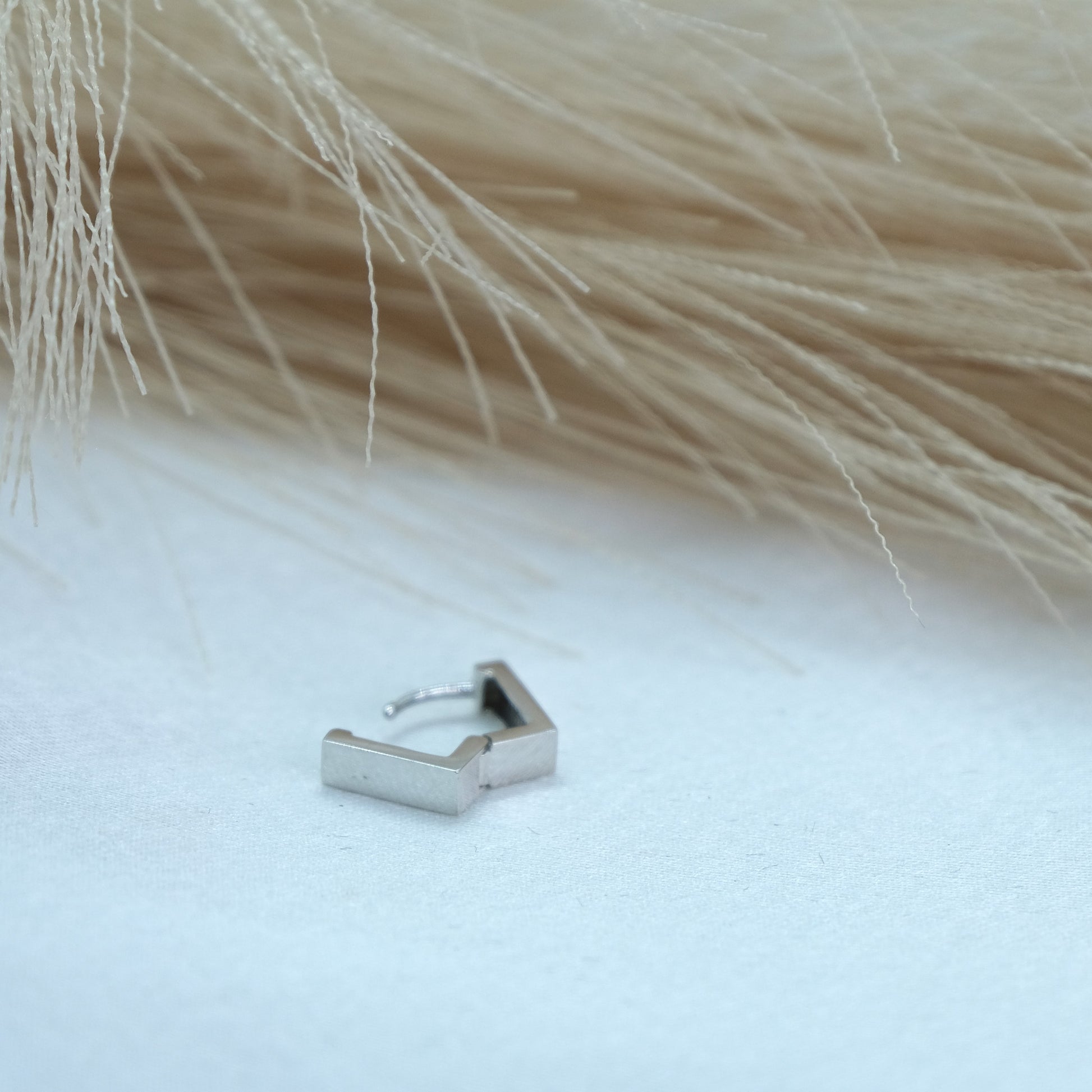 Solid 9ct Square White Gold Huggies, available at Ella Ray Jewellery
