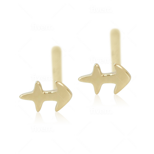 14ct Sagittarius Stud Earrings from Ella Ray Jewellery: Unique stud earrings crafted from 14ct gold, featuring a charming Sagittarius zodiac symbol design, ideal for those born under the sign, symbolizing optimism and adventure in your jewellery collection.